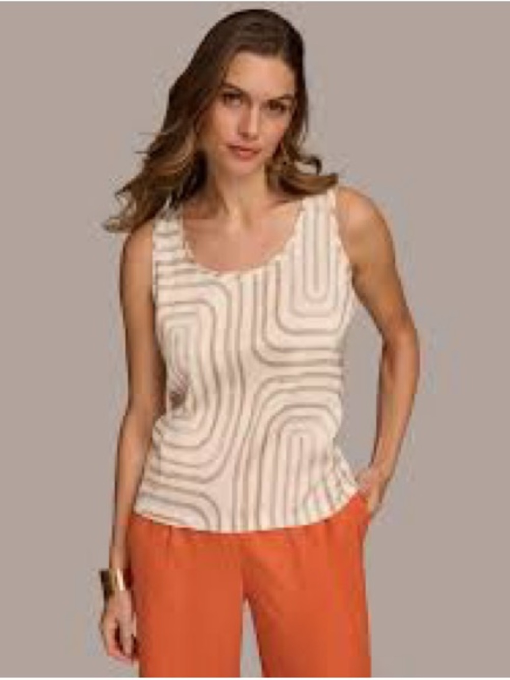 Donna Karan NWT White & Gold Tank Top